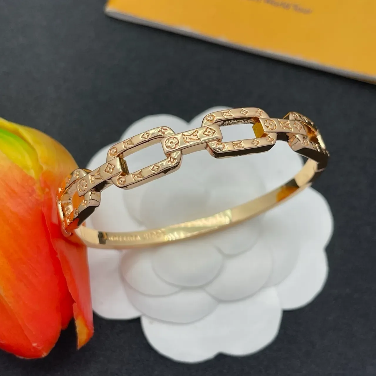 Louis Vuitton Chain Reaction Monogram Rose-Gold Tone Bracelet 8