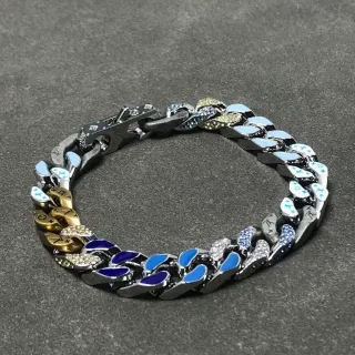 Louis Vuitton Chain Reaction سوار فضي أزرق كيرب لينك إنليه إيمل