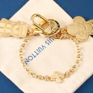 Louis Vuitton Charms Bracelet Gold Beige Metal Charm-Link Chain Bracelet