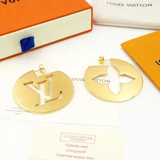 Louis Vuitton Circular Cutout Monogram and Flower Earrings