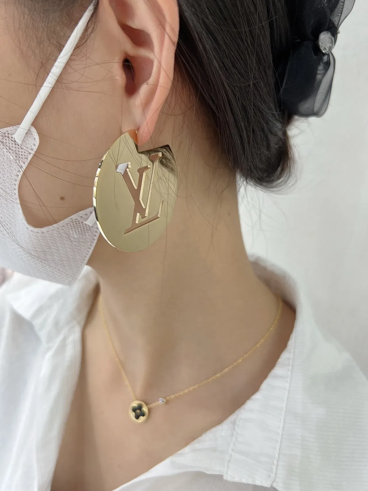 Louis Vuitton Circular Cutout Monogram and Flower Earrings 7