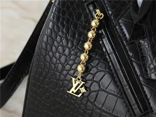Louis Vuitton Croc-Embossed Black Top-Handle Tote Bag 4