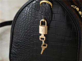 Louis Vuitton Croc-Embossed Black Top-Handle Tote Bag 5