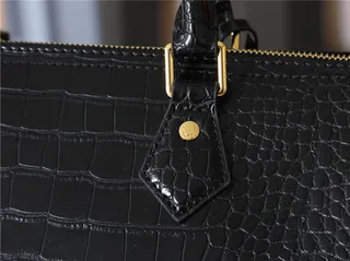 Louis Vuitton Croc-Embossed Black Top-Handle Tote Bag 6