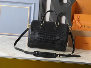 Louis Vuitton Croc-Embossed Black Top-Handle Tote Bag 8