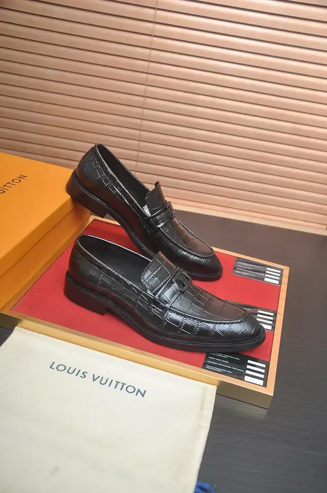 Louis Vuitton Croc-Embossed Leather Strap Loafers 4