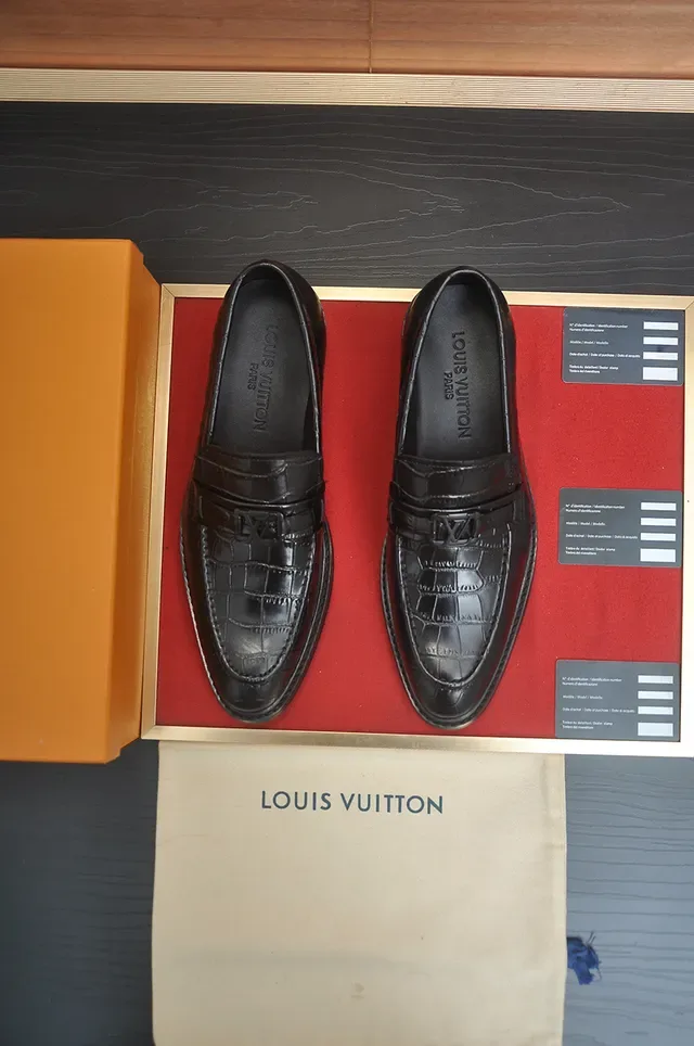 Louis Vuitton Croc-Embossed Leather Strap Loafers 5