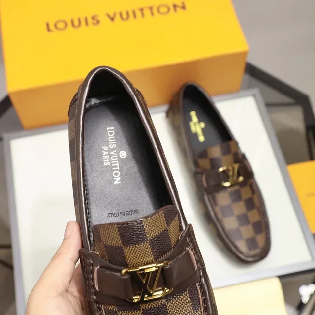 Louis Vuitton Damier Check Gold Buckle Loafers 4