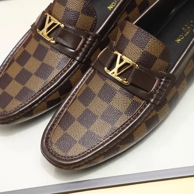 Louis Vuitton Damier Check Gold Buckle Loafers 5