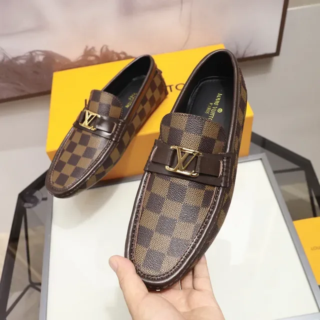 Louis Vuitton Damier Check Gold Buckle Loafers 7