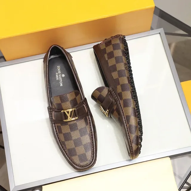 Louis Vuitton Damier Check Gold Buckle Loafers 9