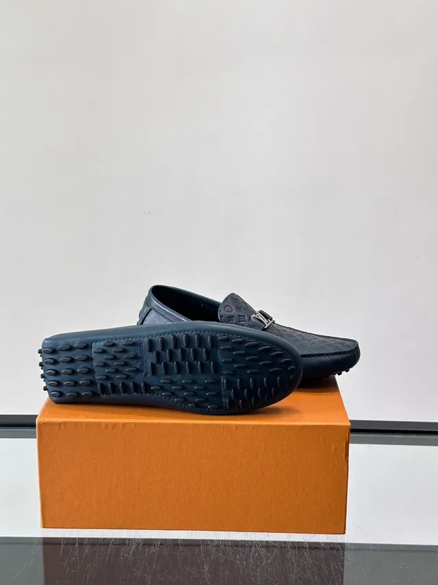 Louis Vuitton Driver Loafer Navy Blue Monogram Leather Loafer 2