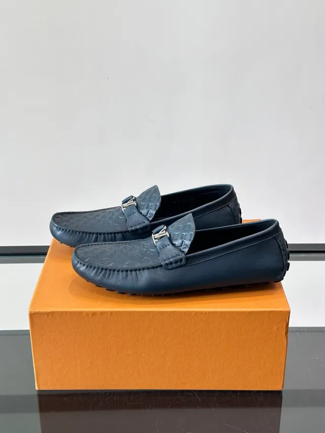 Louis Vuitton Driver Loafer Navy Blue Monogram Leather Loafer 5
