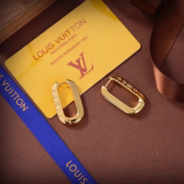 Louis Vuitton Engraved Monogram Oval Hoop Earrings 3