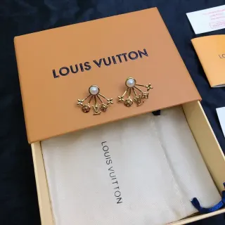 Louis Vuitton Fan-Shaped Pearl and Monogram Earrings