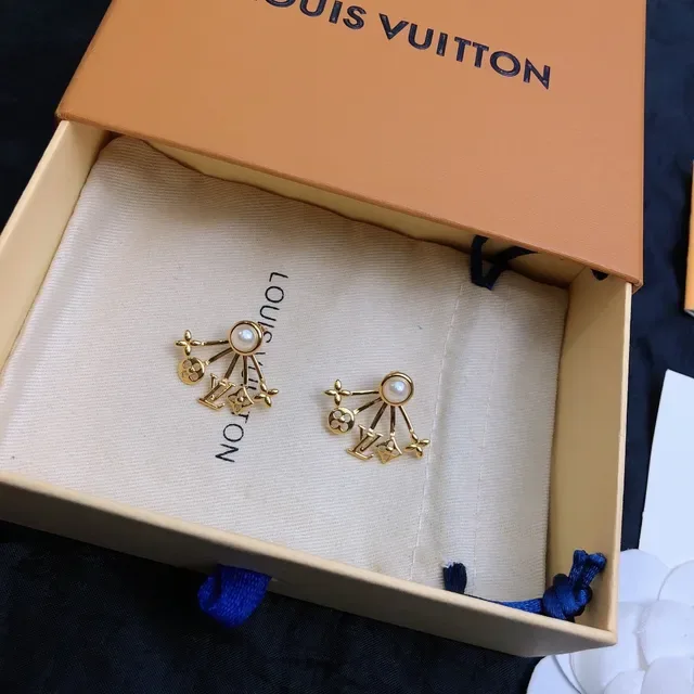 Louis Vuitton Fan-Shaped Pearl and Monogram Earrings 2