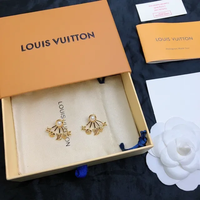 Louis Vuitton Fan-Shaped Pearl and Monogram Earrings 3