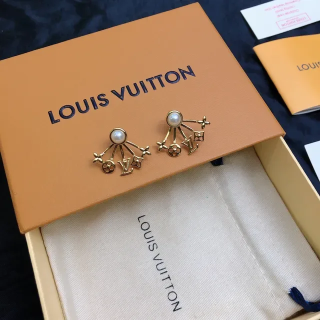 Louis Vuitton Fan-Shaped Pearl and Monogram Earrings 5