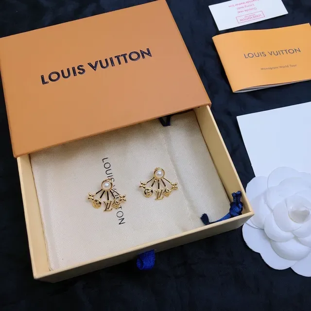 Louis Vuitton Fan-Shaped Pearl and Monogram Earrings 7