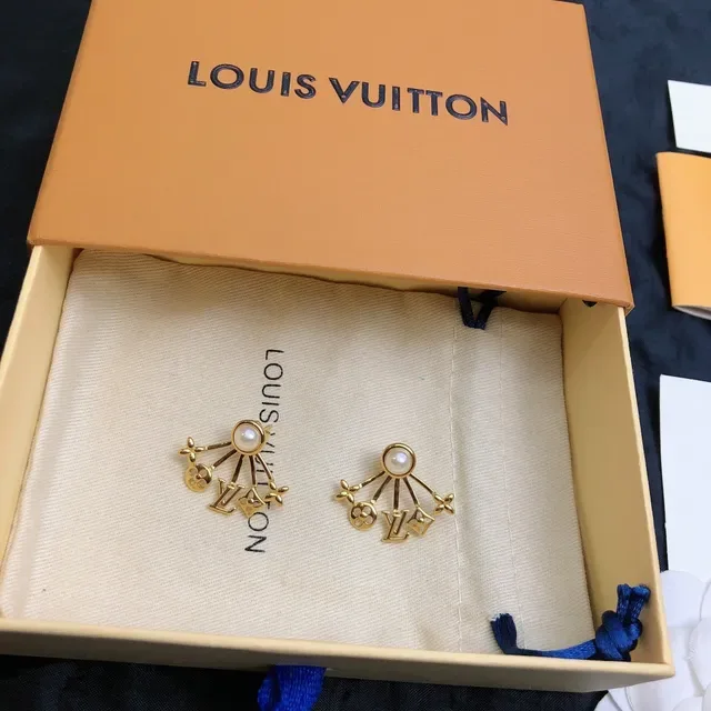 Louis Vuitton Fan-Shaped Pearl and Monogram Earrings 8