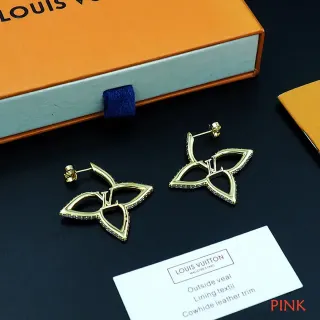 Louis Vuitton Flower Gold Silver Metal Pavé Crystal Trim Earrings
