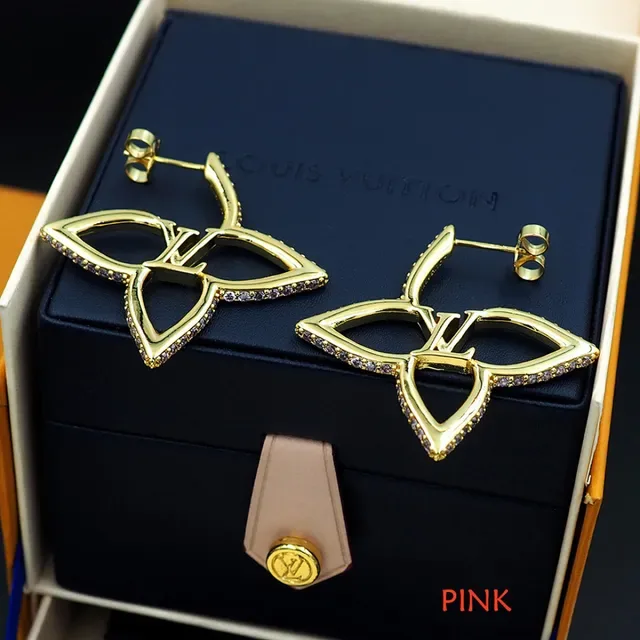 Boucles d'oreilles Louis Vuitton Fleur Or Argent Métal Pavé Cristal Bordure 6