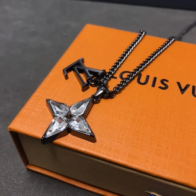 Louis Vuitton Flower Monogram Crystal Pendant Necklace 2