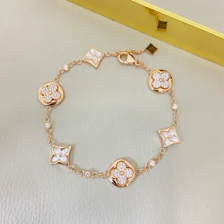 Louis Vuitton Pulsera con Motivo de Flor, Cristales Pavé de Oro Rosa y Madreperla
