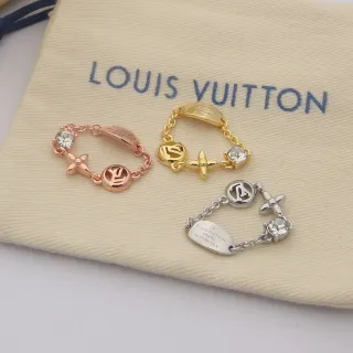 Louis Vuitton Flower Ring Gold Silver Monogram Disc Four-Leaf Motif Ring