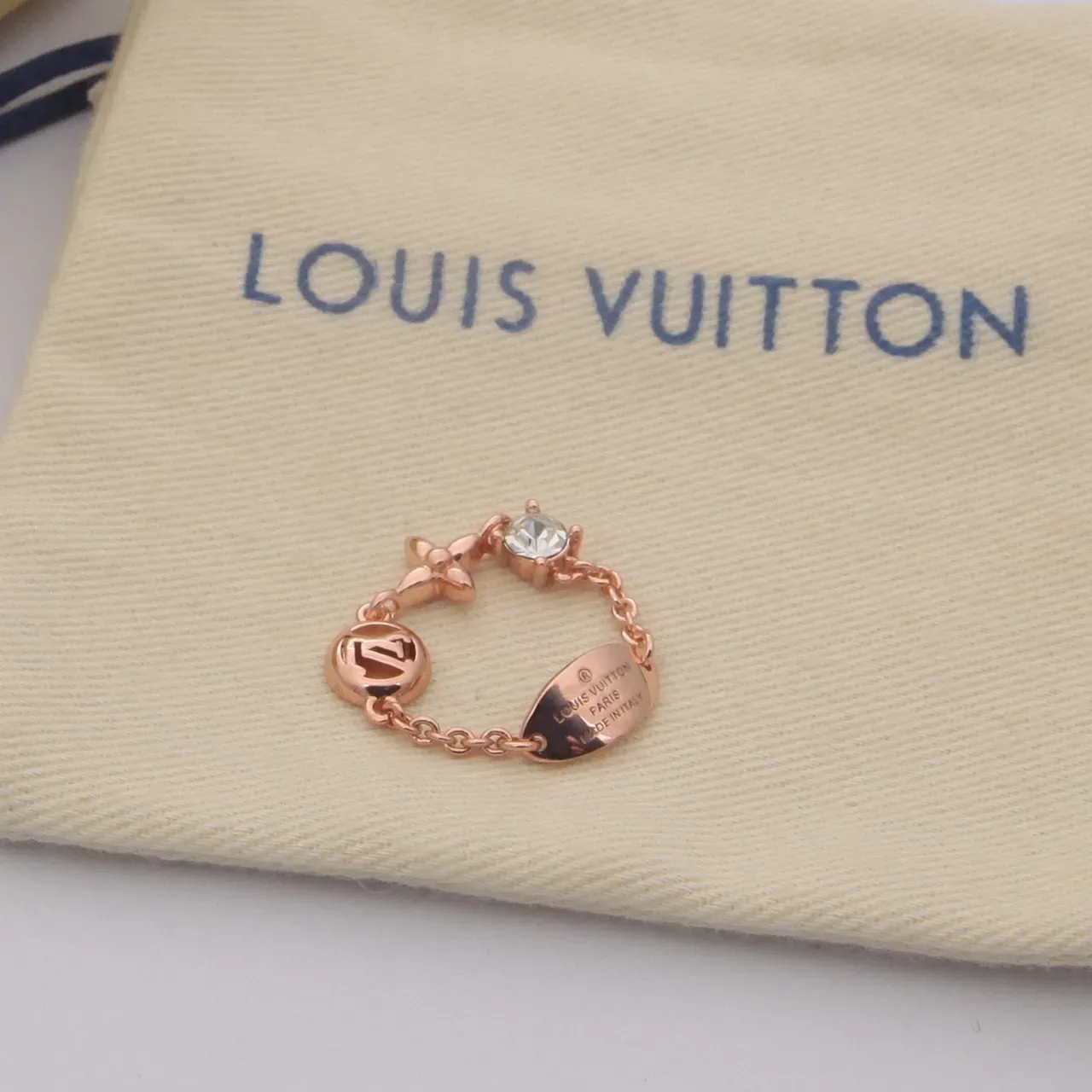 Louis Vuitton Flower Ring Gold Silver Monogram Disc Four-Leaf Motif Ring 6