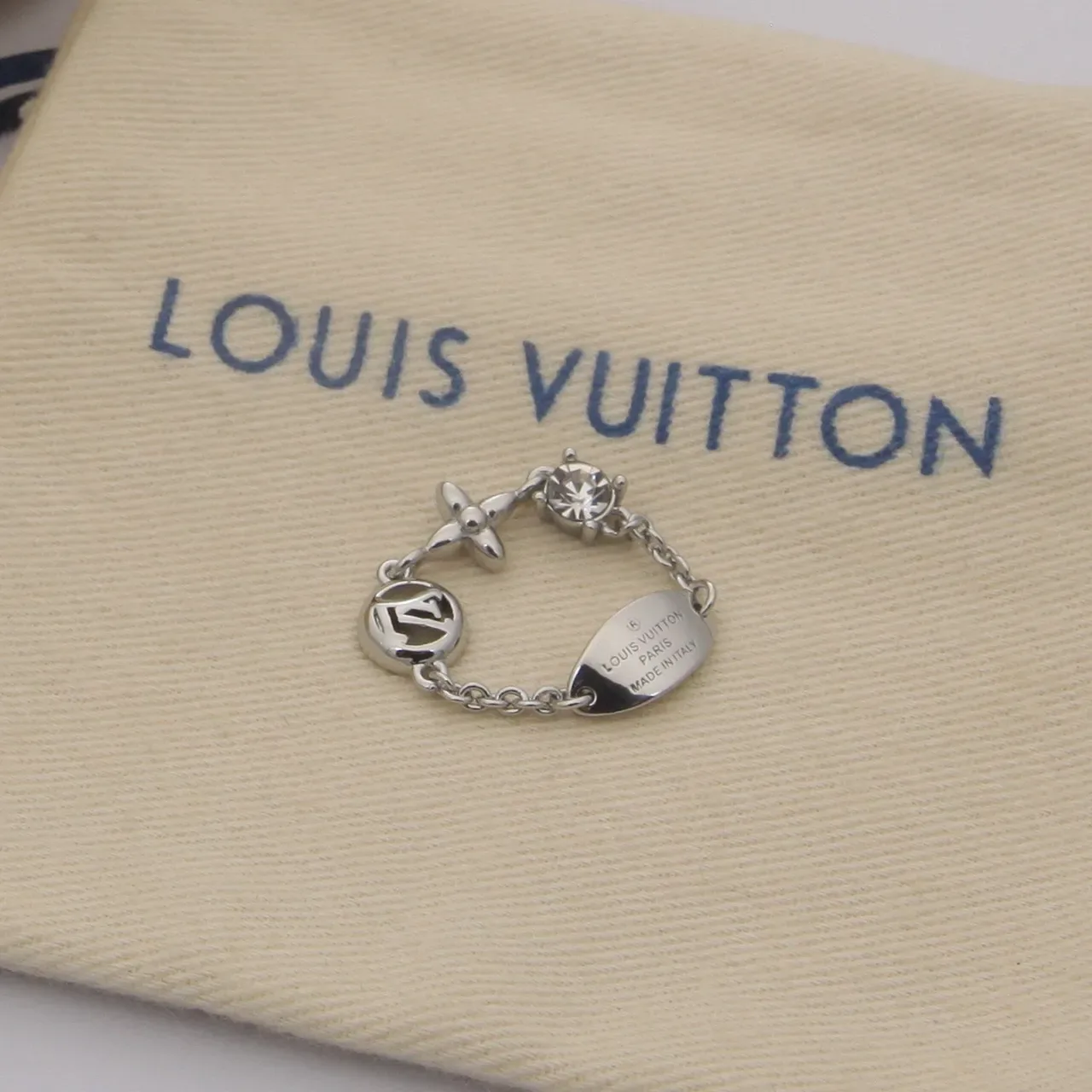 Louis Vuitton Flower Ring Gold Silver Monogram Disc Four-Leaf Motif Ring 8