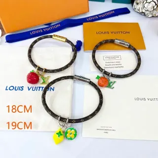 Louis Vuitton Fruit Charm Bracelet Brown Multicolor Woven Monogram Canvas Toggle Clasp Bracelet