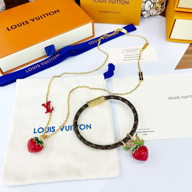 Louis Vuitton Fruit Charm Bracelet Brown Multicolor Woven Monogram Canvas Toggle Clasp Bracelet 4