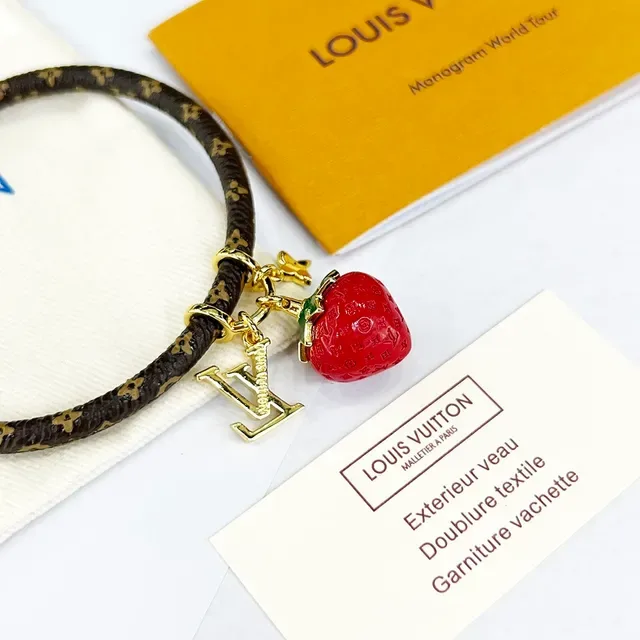 Louis Vuitton Fruit Charm Bracelet Brown Multicolor Woven Monogram Canvas Toggle Clasp Bracelet 5