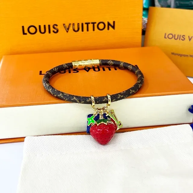 Louis Vuitton Fruit Charm Bracelet Brown Multicolor Woven Monogram Canvas Toggle Clasp Bracelet 7