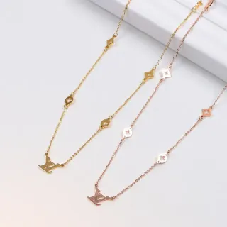 Louis Vuitton Gold Fine Chain Monogram Pendant Necklace