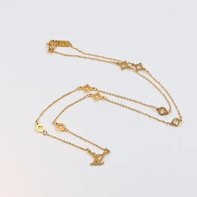 Louis Vuitton Gold Fine Chain Monogram Pendant Necklace 2