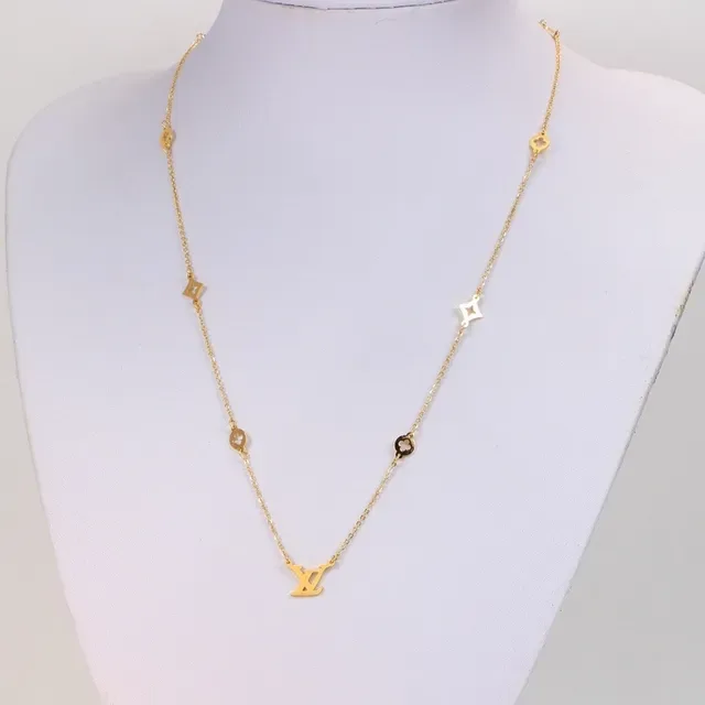Louis Vuitton Gold Fine Chain Monogram Pendant Necklace 3