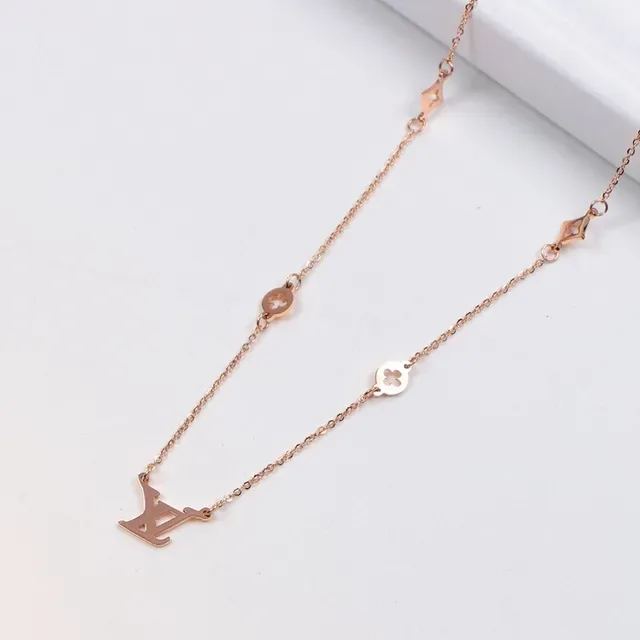 Louis Vuitton Gold Fine Chain Monogram Pendant Necklace 4