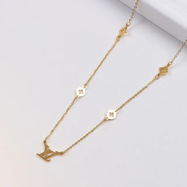 Louis Vuitton Gold Fine Chain Monogram Pendant Necklace 6