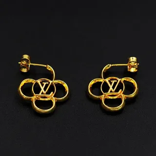 Louis Vuitton Gold Interlocking Circles Earrings