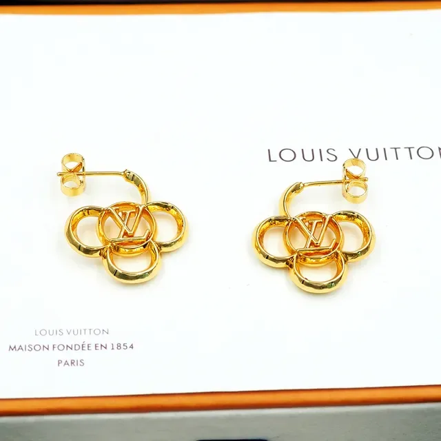 Louis Vuitton Gold Interlocking Circles Earrings 5