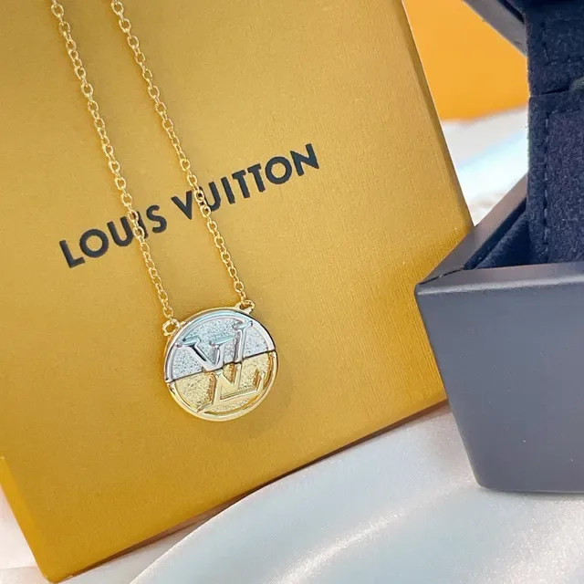 Louis Vuitton Gold Silver Chain Two-Tone Pendant Necklace 6