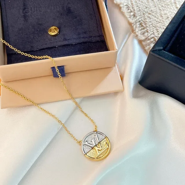 Louis Vuitton Gold Silver Chain Two-Tone Pendant Necklace 7