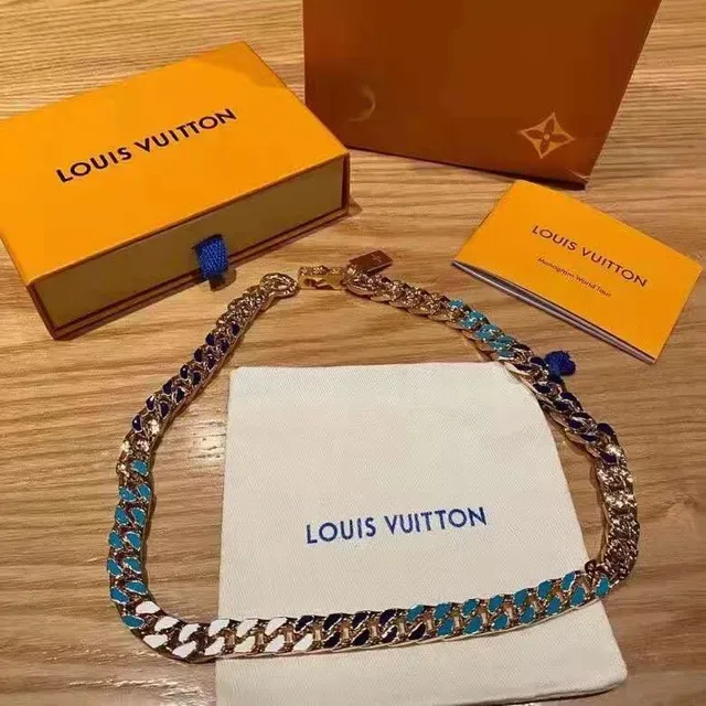 Louis Vuitton Gold-Tone Enamel Teardrop Chain Necklace 2