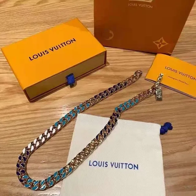 Louis Vuitton Gold-Tone Enamel Teardrop Chain Necklace 5