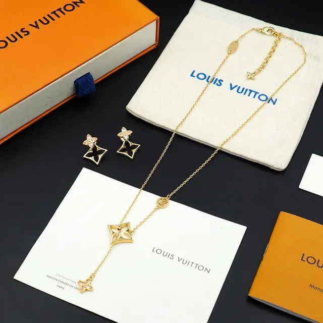 Louis Vuitton Gold-Tone Monogram Star and Pink Crystal Flower Necklace 11