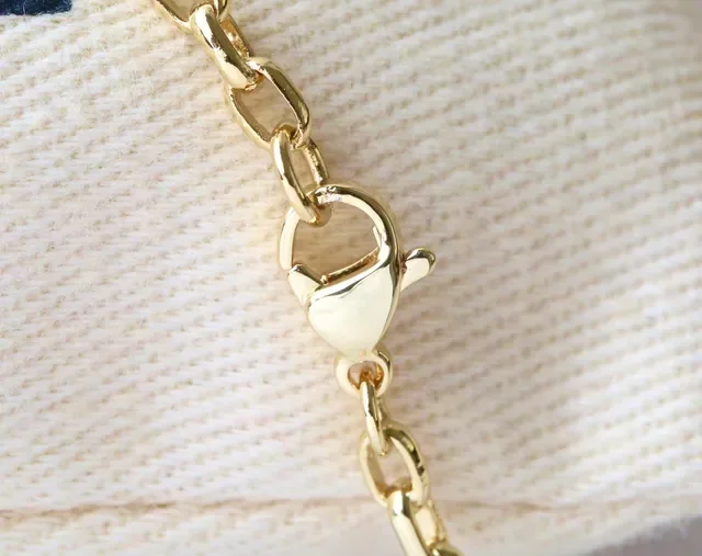 Louis Vuitton Gold White Curb Chain Square Pendant Necklace 8