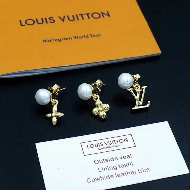 Louis Vuitton Gold White Pearl-Top Earrings 9