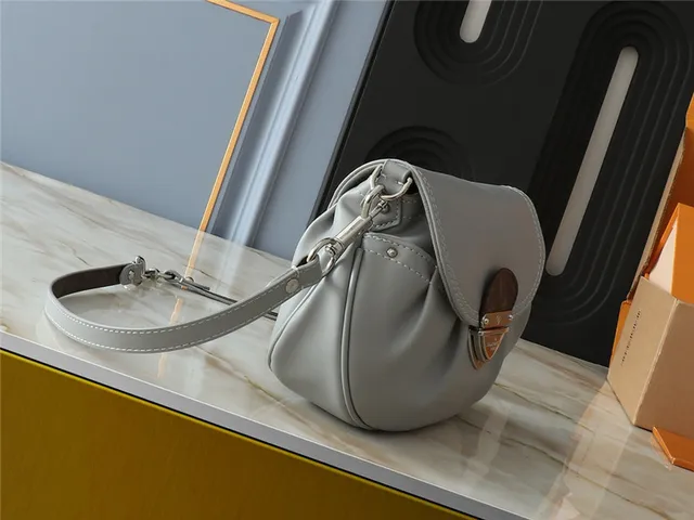 Louis Vuitton Gray Brown Soft Rounded Silhouette Matte Light Leather Underarm Bag 18